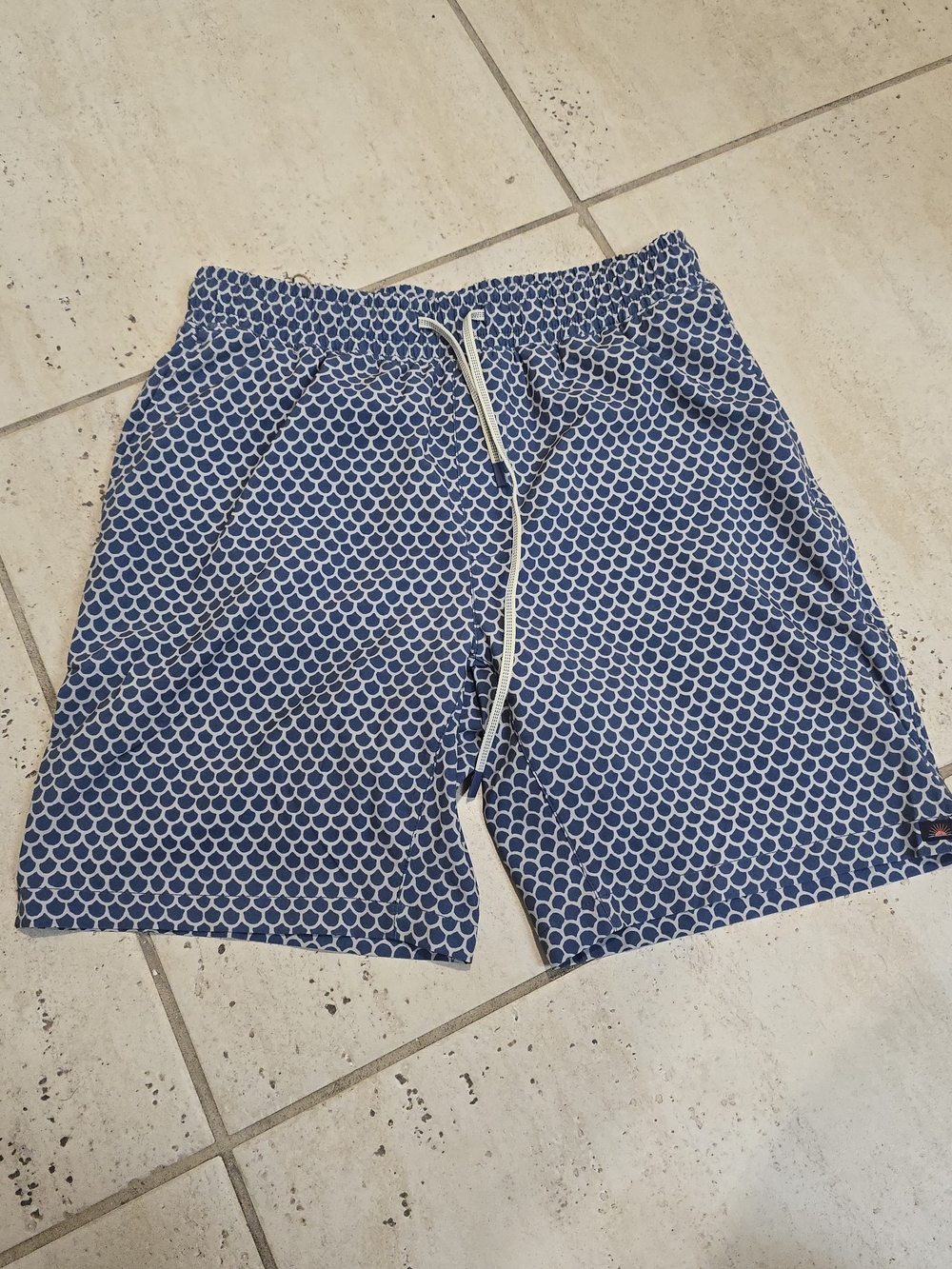 Faherty Blue Patterned Shorelite Swim Trunks